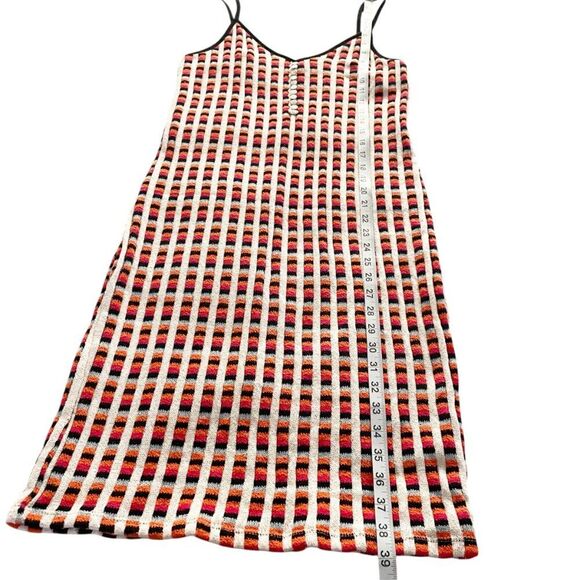 Zara Red Blue White Knit Window Pane Pattern Midi Slip Sleeveless Dress S Retro - Picture 8 of 10